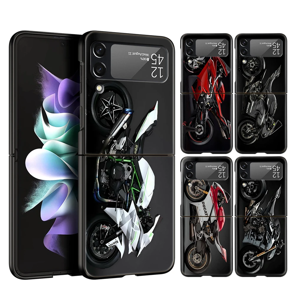 Sport D-Ducaties Cool Motorrad Hard PC Phone Case For Samsung Galaxy Z Flip 6 5 4 Black Cover For Galaxy Z Flip 3 Foldable Capas