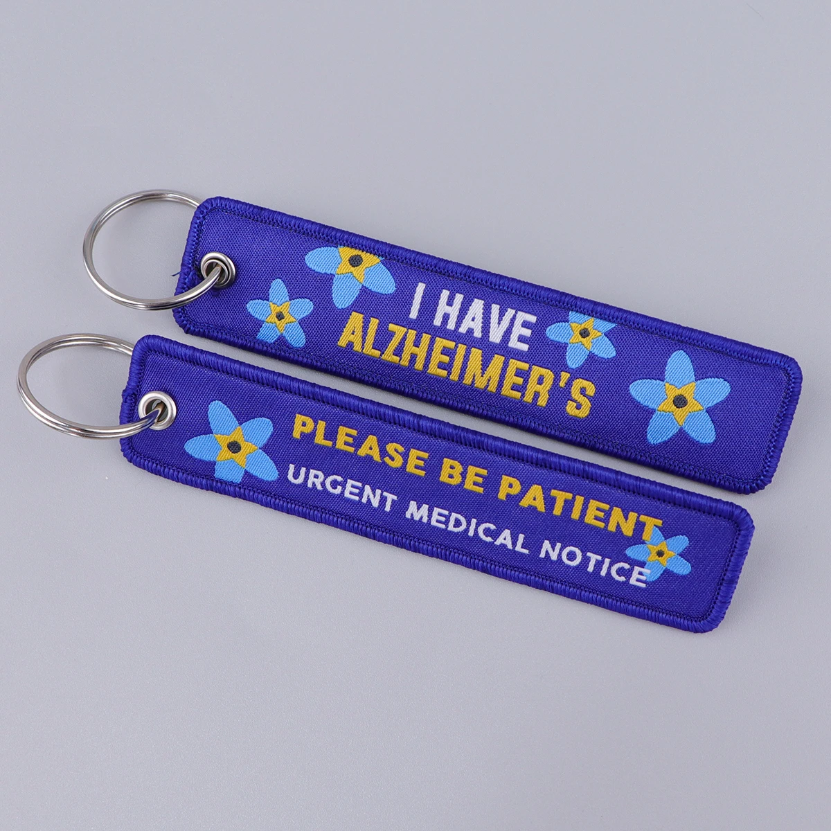 Urgent Medical Notice Embroidery Key Fobs Key Tags Keychain For Motorcycles Cars Key Ring Accessories Jewelry Chaveiro Gifts