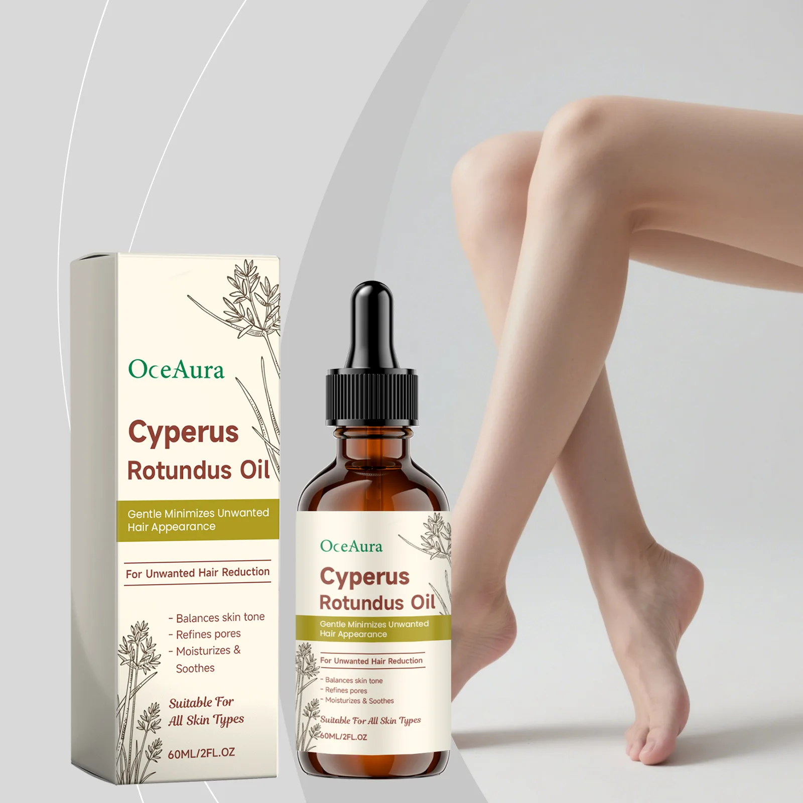 Rotundus Oil, Lightweight Tea Oil Blended Body Oil, Moisturizing Skin Care Oil, Comforting Dry Skin After Depilation, Non-Greasy Formula with No Sticky Residue, Suitable for Sensitive & Dry Skin Types