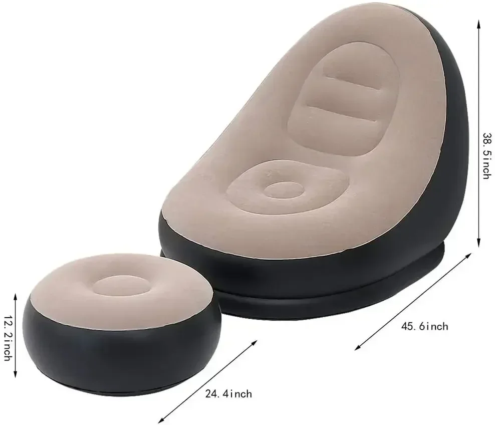 Saco de feijão de lazer inflável sofá preguiçoso sofá cadeira dobrável ao ar livre espreguiçadeira cama puff up assento puff saco tatami com footstool