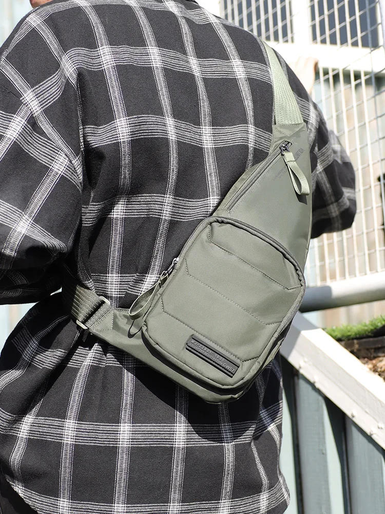 Vrijwilliger Borsttassen voor Mannen 2023 Nieuwe Casual Veelzijdige Mode Effen Enkele Band Reis Waterdichte Oxford Crossbody Tassen 1713-17