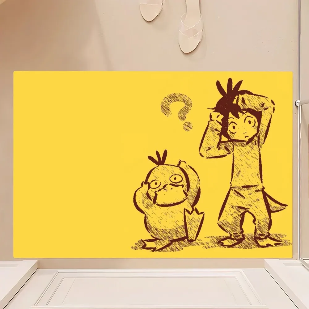 MINISO Pokemon Psyduck Floor Mat Bedroom Kitchen Door Bath House Super Absorbent Foot Non-slip