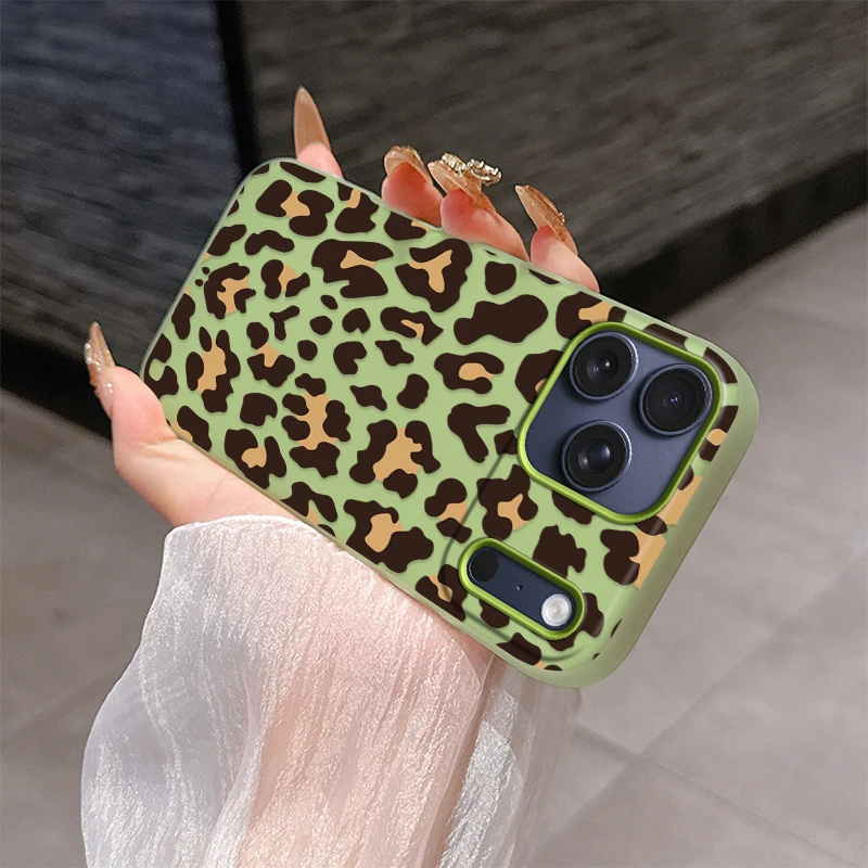 آيفون 17 16 برو ماكس موضة ليوبارد نمط جراب هاتف آيفون 16e 15 14 زائد 13 12 11 برو ماتي واضح هلام غطاء