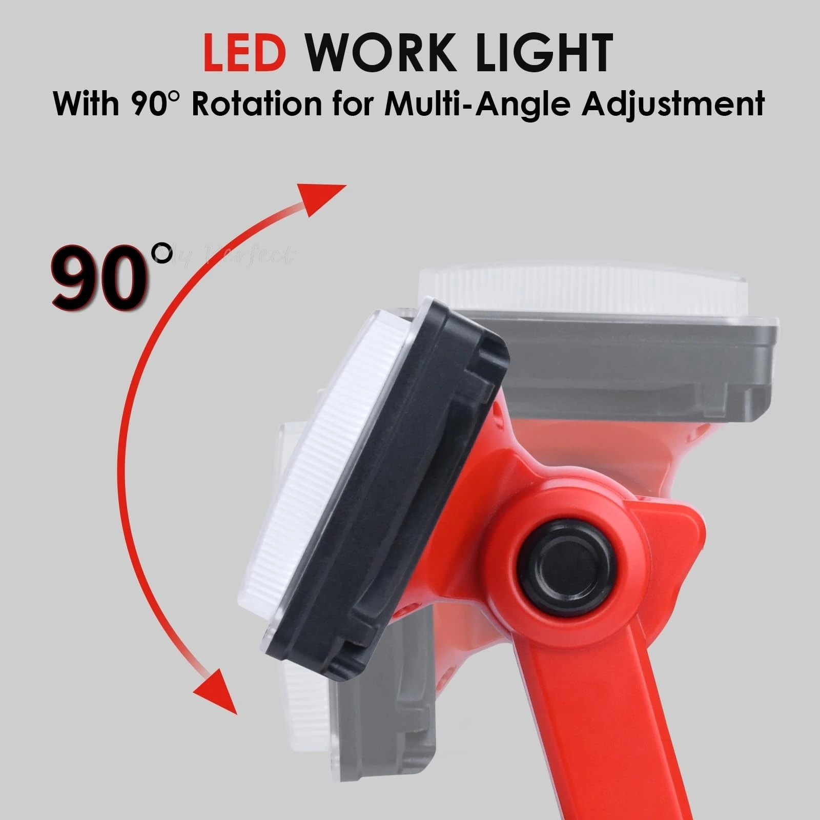 Linterna portátil compatible con baterías de Milwaukee 18V 18W 2000LM led inalámbrico luz de trabajo proyector con puertos de carga rápida USB 90 ° foco de cabeza ajustable para sitios de trabajo acampar interior al aire libre 3 modos de iluminación