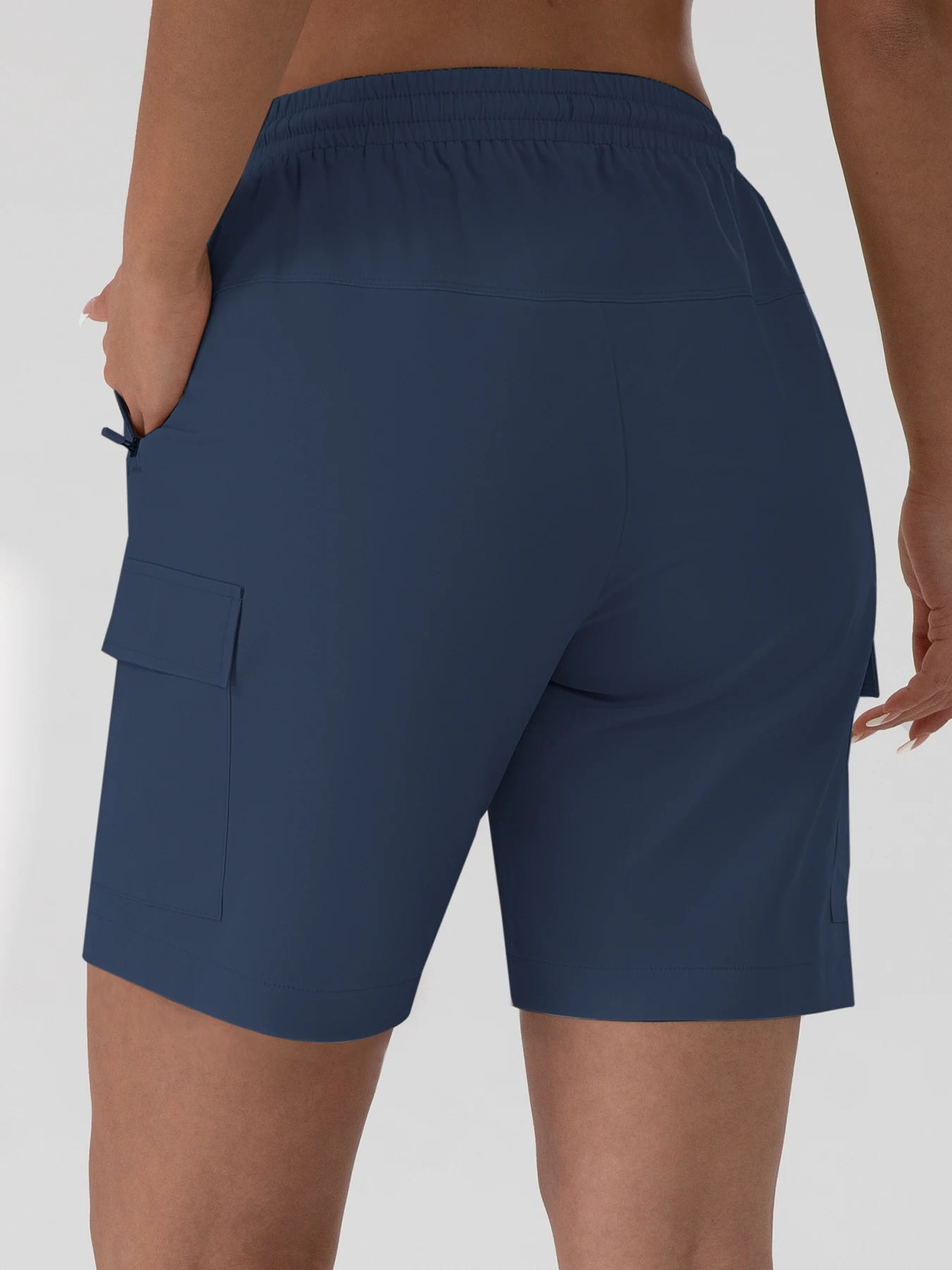 1/2 قطعة شورت نسائي فضفاض مع 2 جيوب رفرف قابل للتعديل الرباط البضائع قصيرة في الهواء الطلق سريعة الجافة خفيفة الوزن