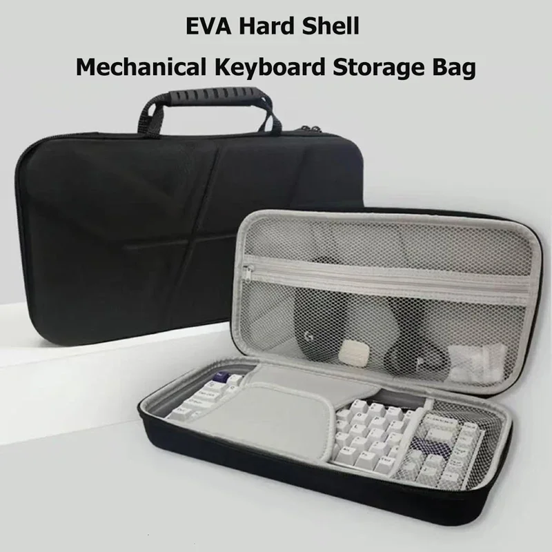 Hard Carrying Case Mechanical Keyboard Case Storage Bag Fits 87/98 Full-Size Keyboards + Magic Mouse