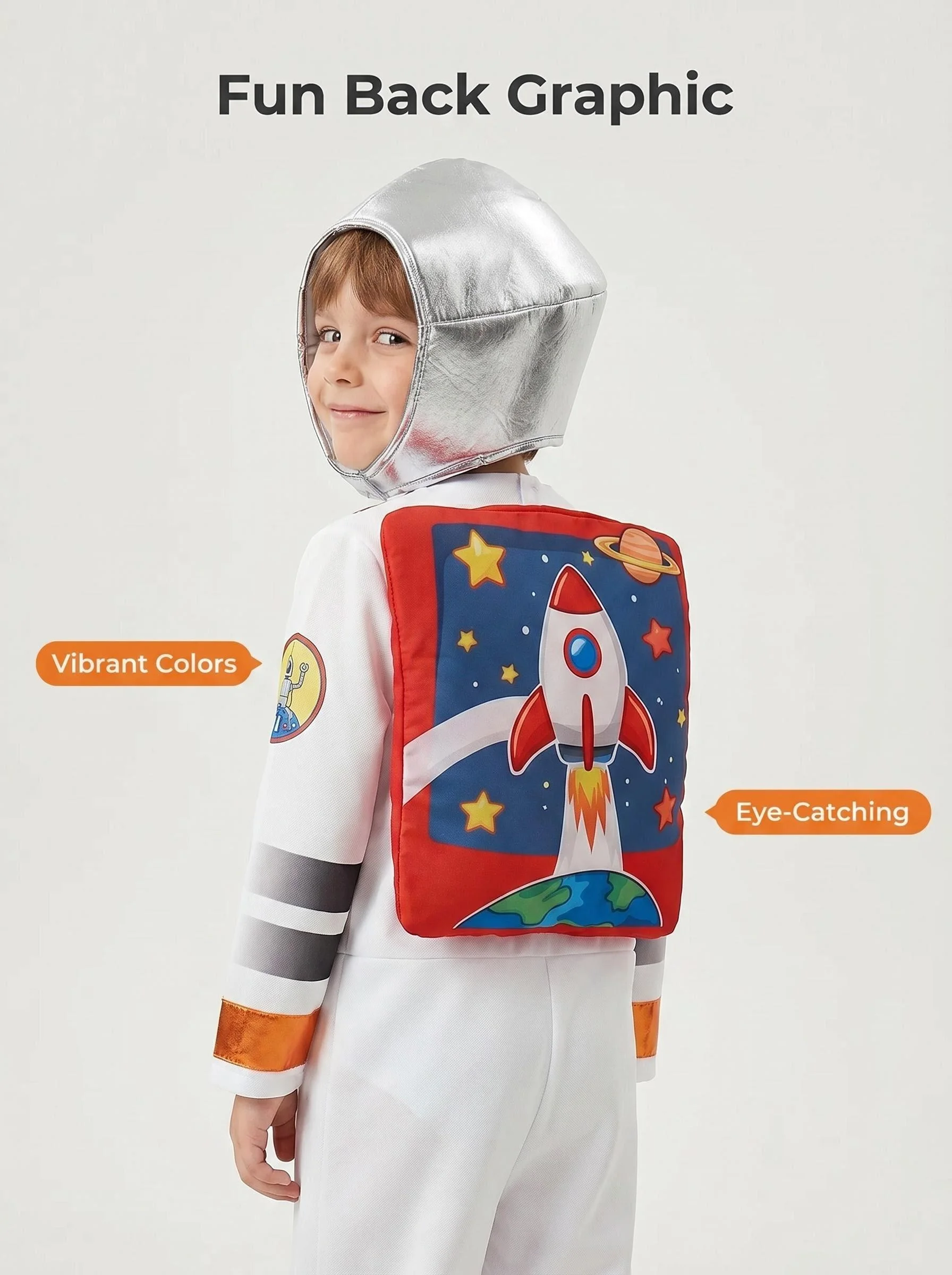 Kids Astronaut Costume Boys Spaceman Halloween Cosplay Jumpsuit with Helmet Birthday Party Role Play Fancy Dress Outfit