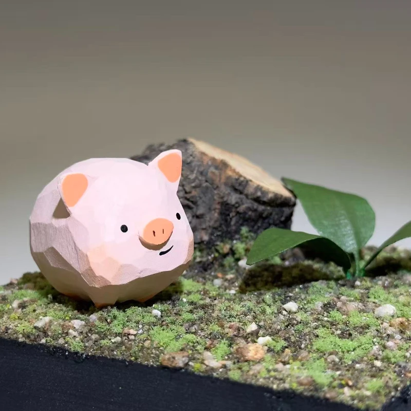 

Handmade Wooden Adorable Pig,Solid Wood,Car & Desk DecorMulti-use Decorative Ornament,Christmas Gift