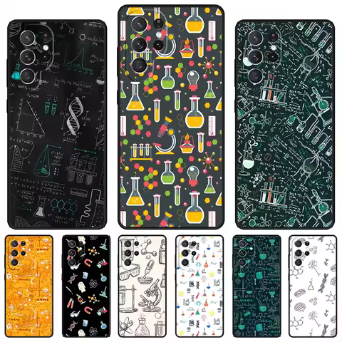 Vintage Seamless Chemistry Laboratory phone case For Samsung Galaxy S24 S23 S22 Ultra Note 10 20 Plus S8 S9 S10 S20 S21 FE Cover