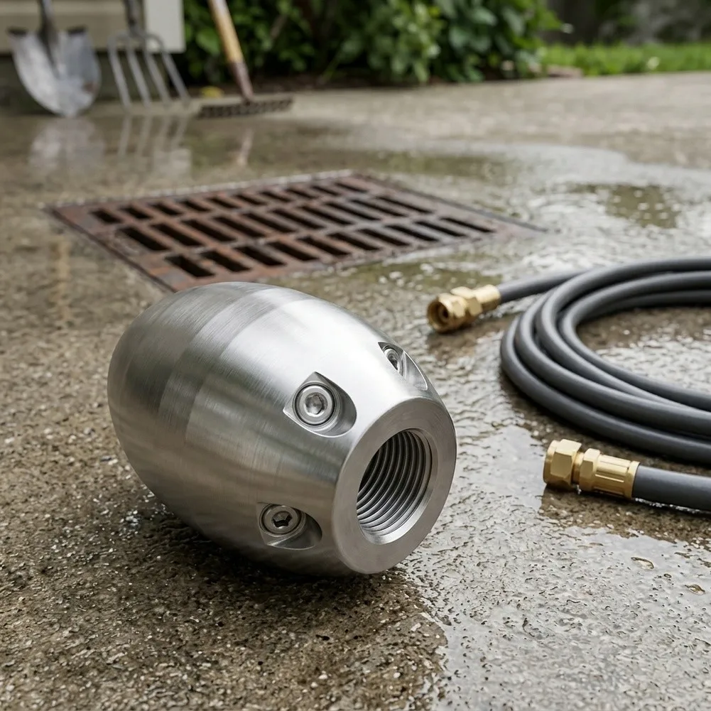 Pipe Cleaning Tool Pressure Washer Nozzle Stainless Steel Construction 3000 PSI Rated 40 Lmin Flow Rate 7 Precision Nozzles