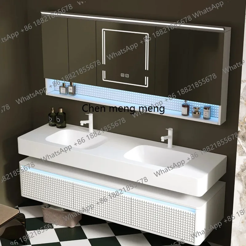Bathroom Vanity Sink Unit Imported Dupont Corian Integrated Basin White Paint Finish, Minimalist Bathroom Vanity Sink Unit