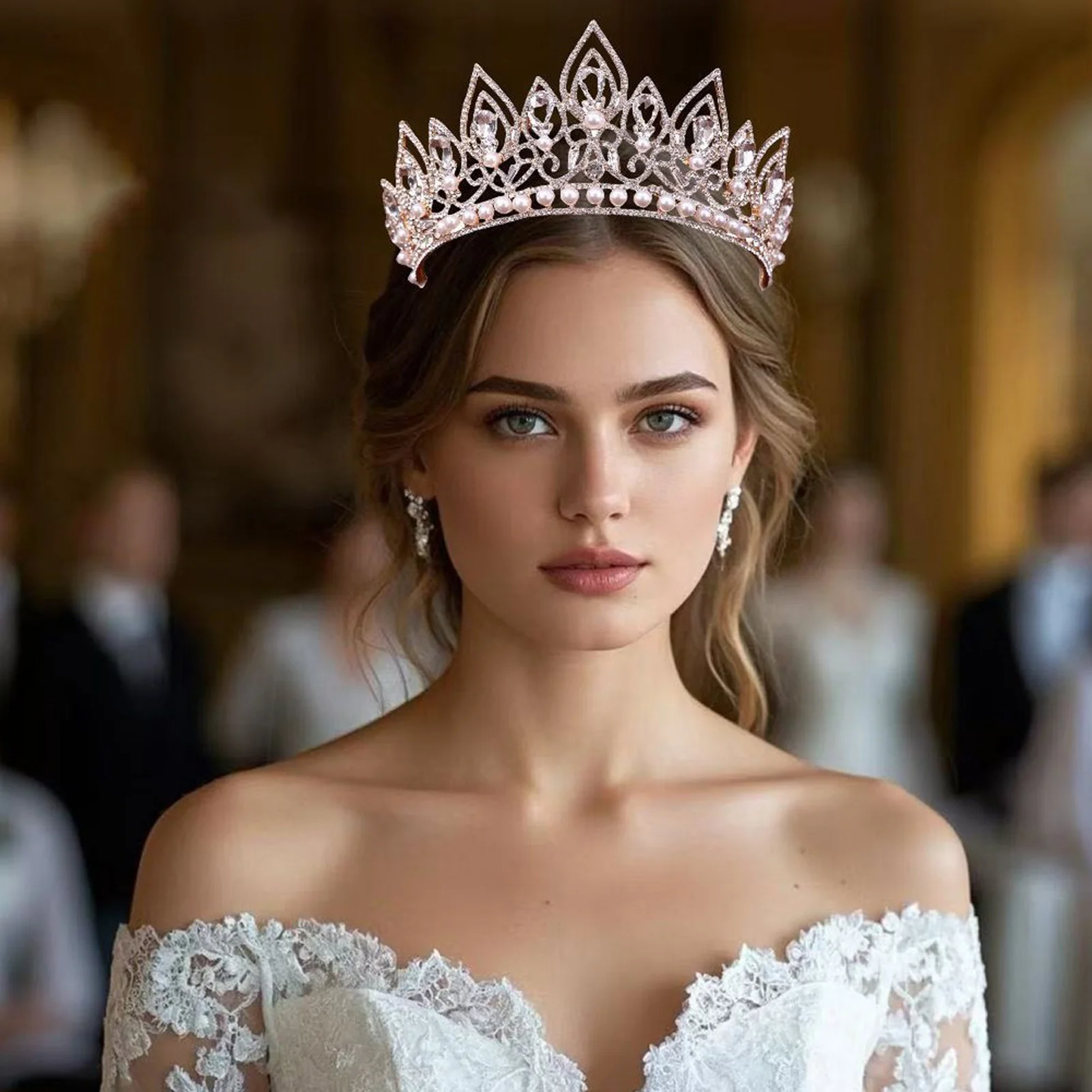 

Сверкающая хрустальная жемчужная корона, полностью усыпанная стразами, женская повязка на голову для дня рождения, свадебная повязка для фотосессии, реквизит для торжественных мероприятий, подарок