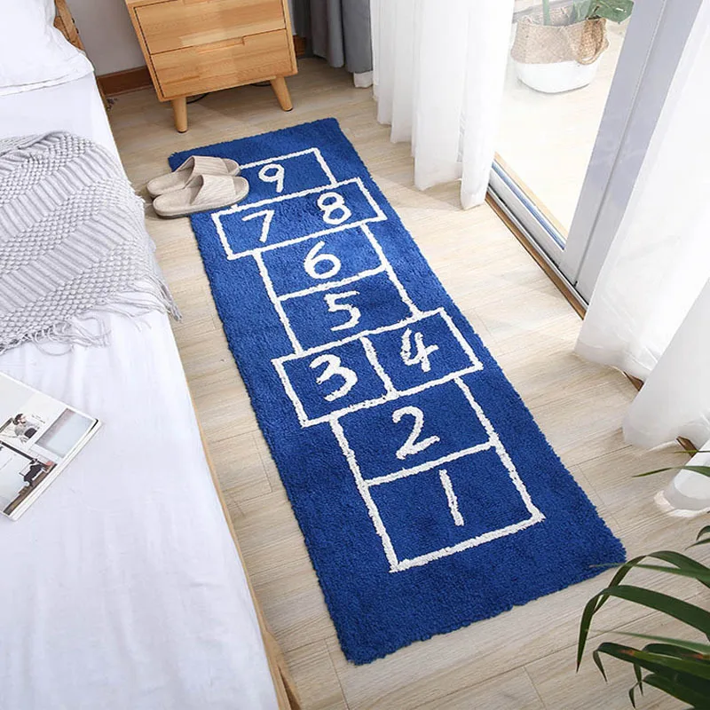 

Numbers Hopscotch Rug Tapetes Kitchen Rug Tapis Enfant Chambre Tapis Fourrure Cotton Floor Mat Carpet Rugs For Bedroom Blue Gray