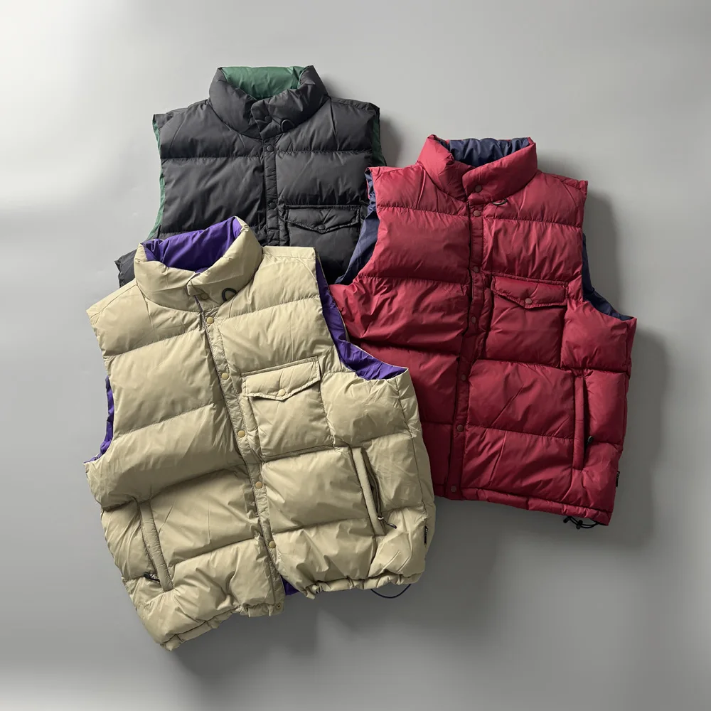 

P75 Loose Fit! Double-Sided Wear Cotton Vest Outdoor Tee-Proof Fabric Stand Collar Autumn Winter Jaet Youth Casual Wear