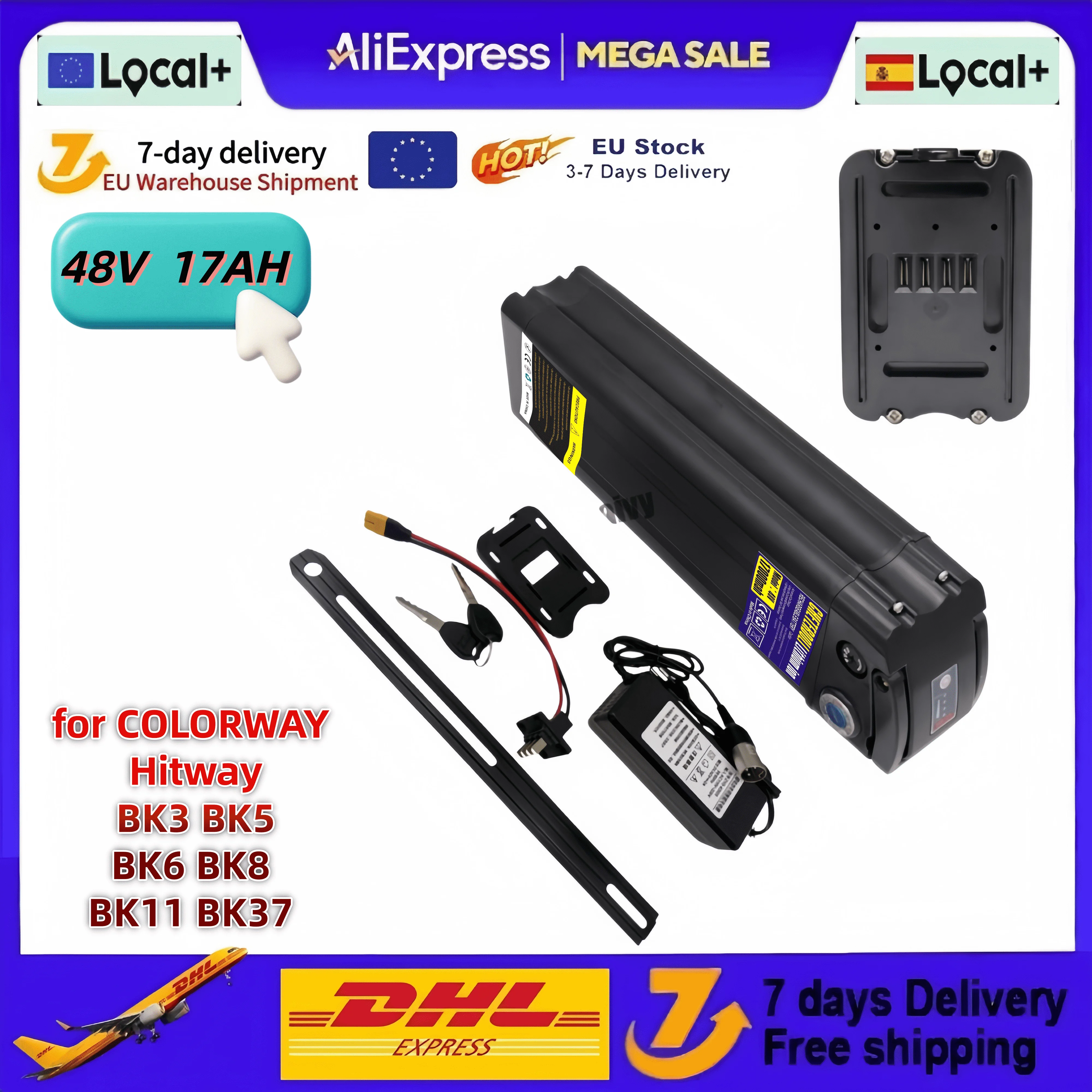 48V 17Ah 21700 Akku 5000mAh Ersatzakku für COLORWAY Hitway BK3 BK5 BK6 BK8 BK11 BK37 OneSport BK6 EVERCROSS EK5 EK6 Fahrrad Lithium-Akku-Pack