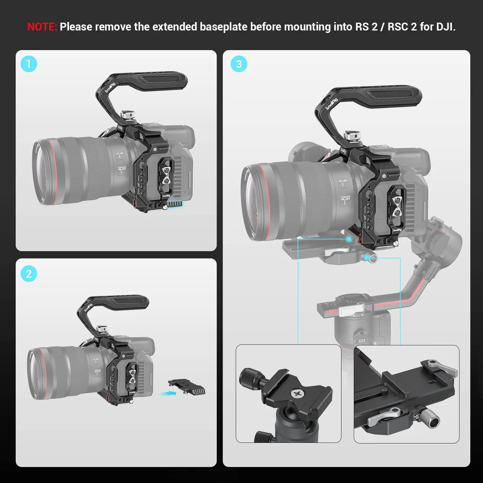 SmallRig “Black Mamba” Handheld Kit for Canon EOS R5 C with Top Handle Extended Baseplate and HDMI & USB-C Cable Clamp 3891