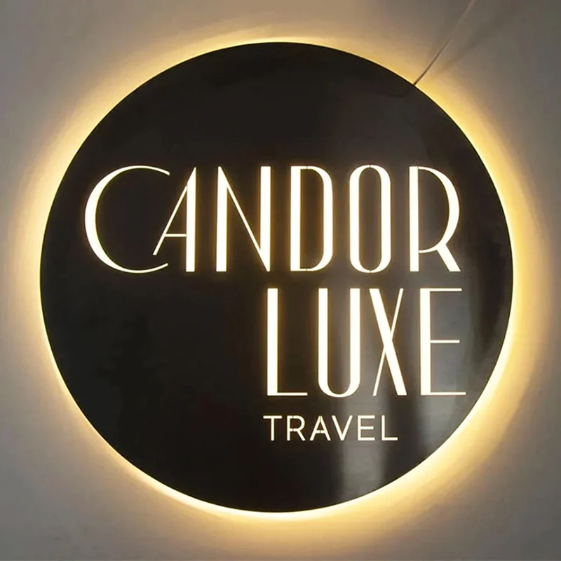 

Custom Business Logo Round LED Advertising Signage Back-lit Storefront Signs Outdoor Indoor Shop Decors Metal Backlit Light Box