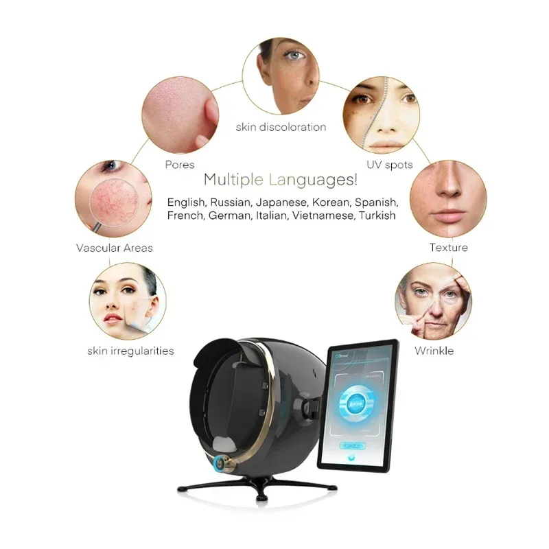 

2026/Хит продаж/202023 Moji Ai Scan 3D-сканер лица, цифровое магическое зеркало, система тестирования лица, сканер-тестер, лампа Вуда для лица, в комплекте