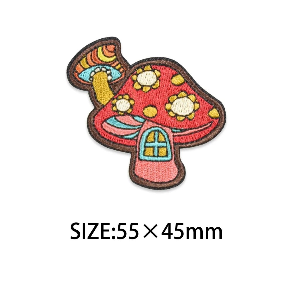 Cute Mushroom Sun Embroidery Patches for Clothing Ironing Jackets Applique Embroidered Cute Patch Sewing Clothes Badges