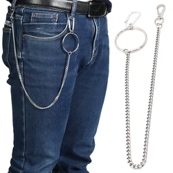 45cm Stainless steel  Wallet Belt Chain Rock Punk Trousers Hipster Pant Jean Keychain  big Ring Clip Keyring Men HipHop Jewelry