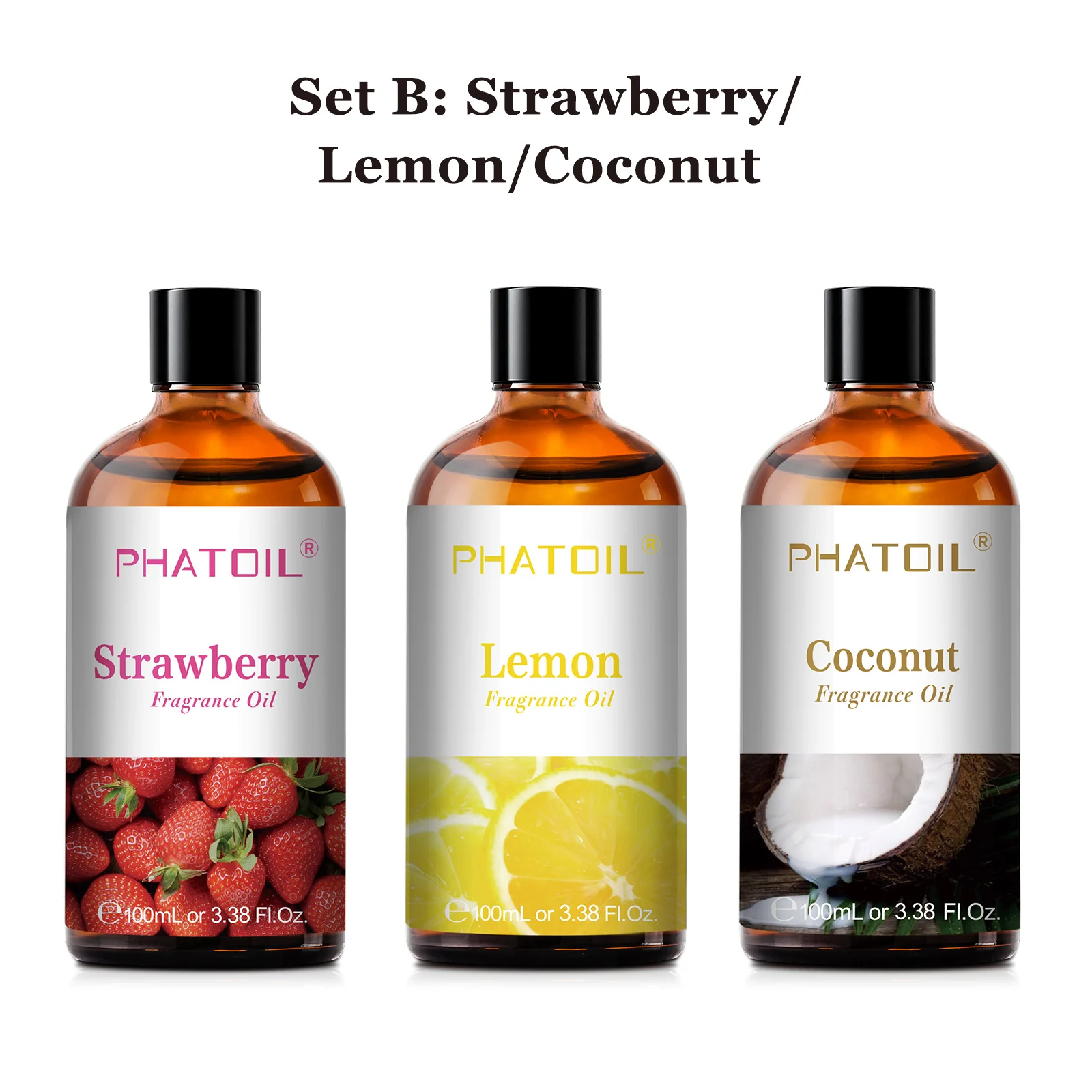 PHATOIL 100ml Aromatherapie Geurolie Kokosnoot & Vanille Aardbei Kers Citroen 1/2/3pcs Aroma olie Voor Diffuser Kaars Maken - afbeelding 1