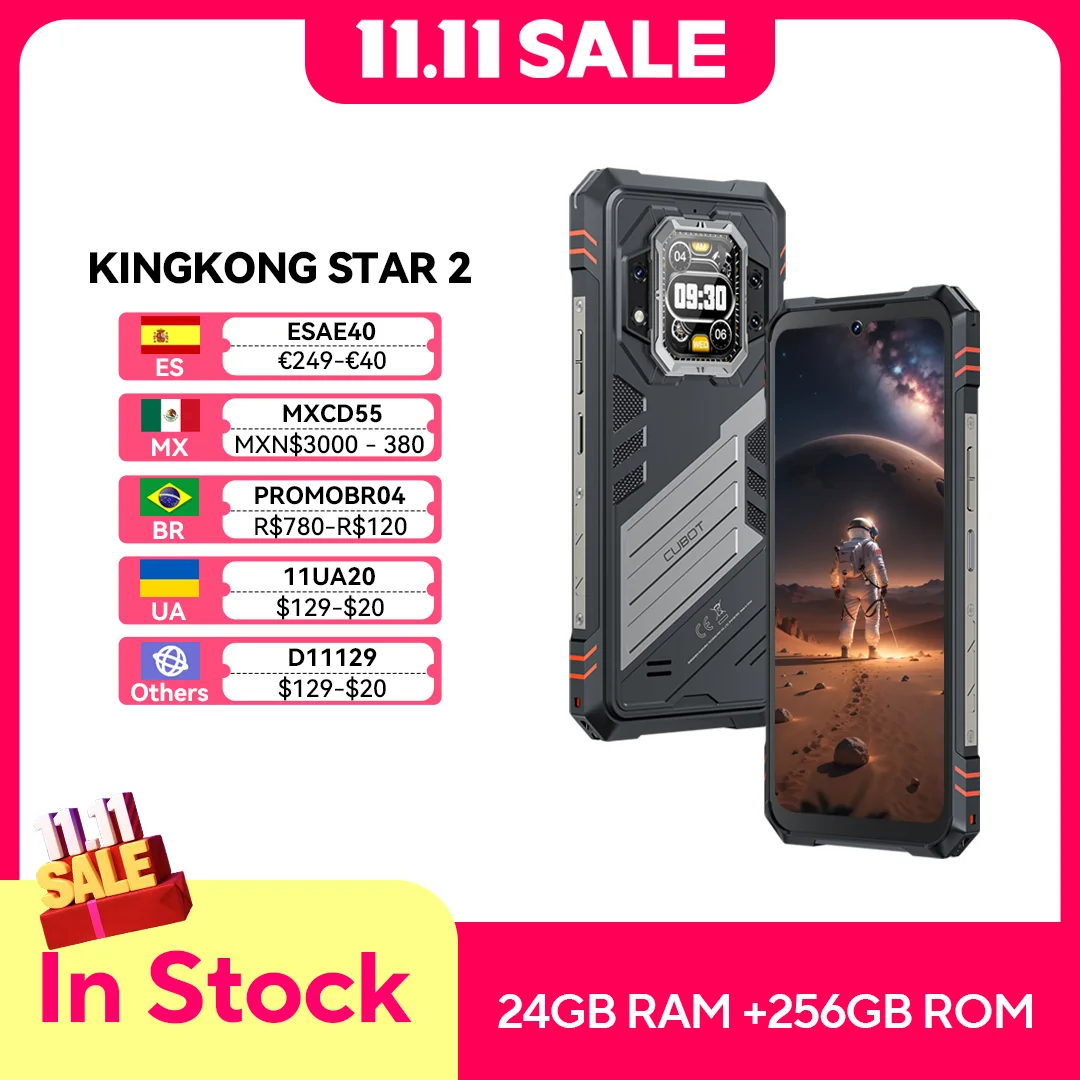 Cubot KingKong Star 2, Ultra-Slim Rugged Smartphone 5G, 4nm MTK D8200, 24GB RAM(12+12GB)+256GB ROM,6.72-inch 144Hz Large Display