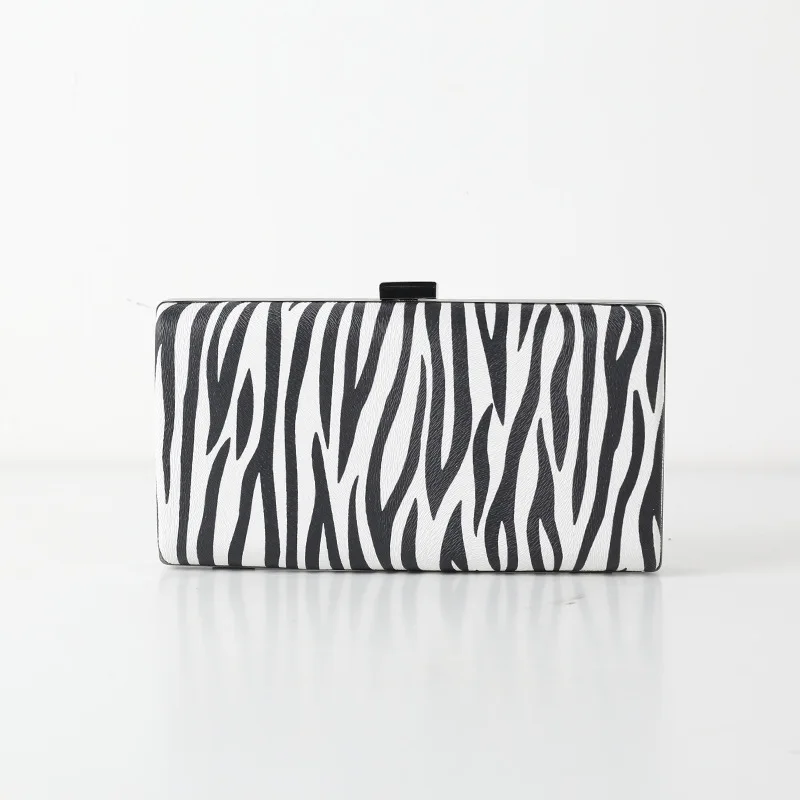

New trendy zebra - print evening clutch bag, fashionable handheld bag, PU chain ladies' evening bag