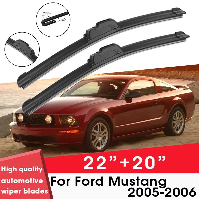 

Car Wiper Blade Blades For Ford Mustang 2005-2006 22"+20" Windshield Windscreen Clean Naturl Rubber Car Wipers Accessories