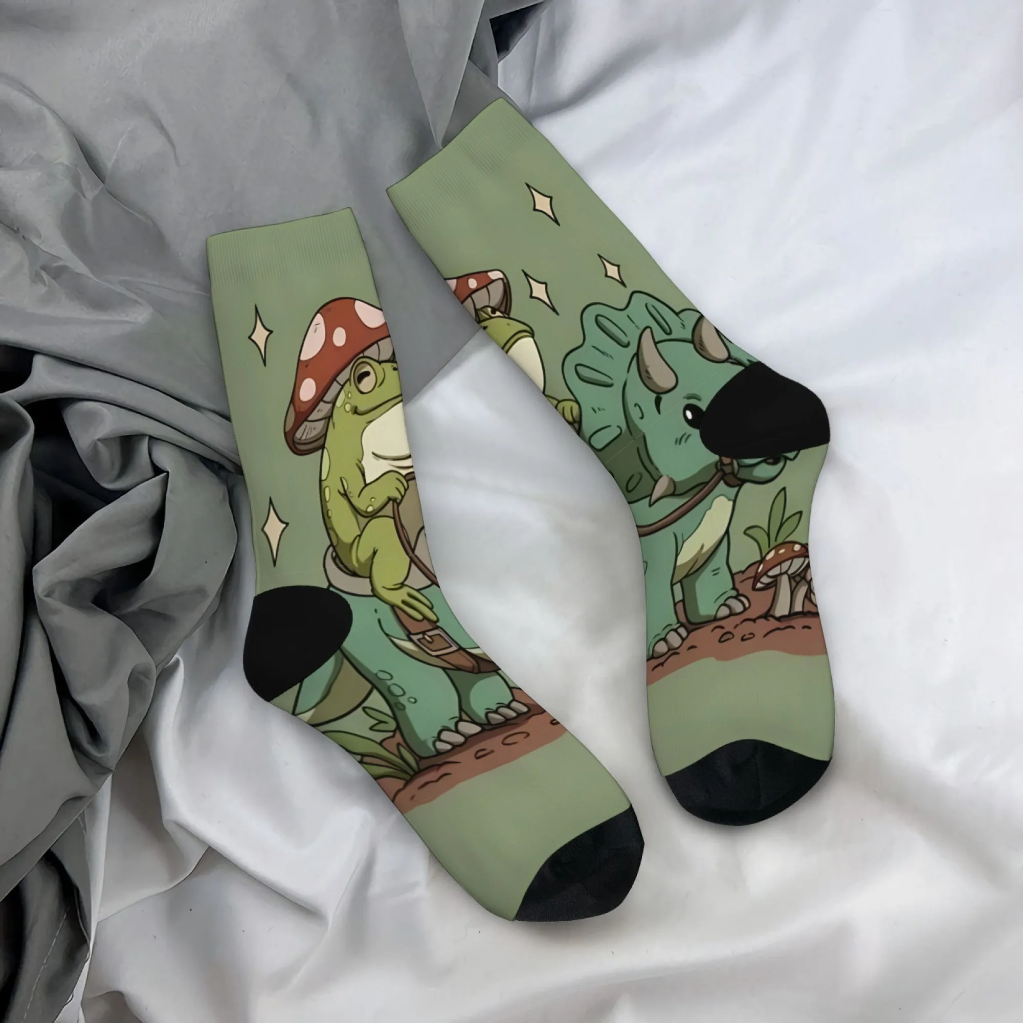 Harajuku Retro Cartoon Pilz Dinosaurier Druck Casual männer Socken Atmungsaktivem Nicht-slip Socken Straße Crew Socken Geschenk