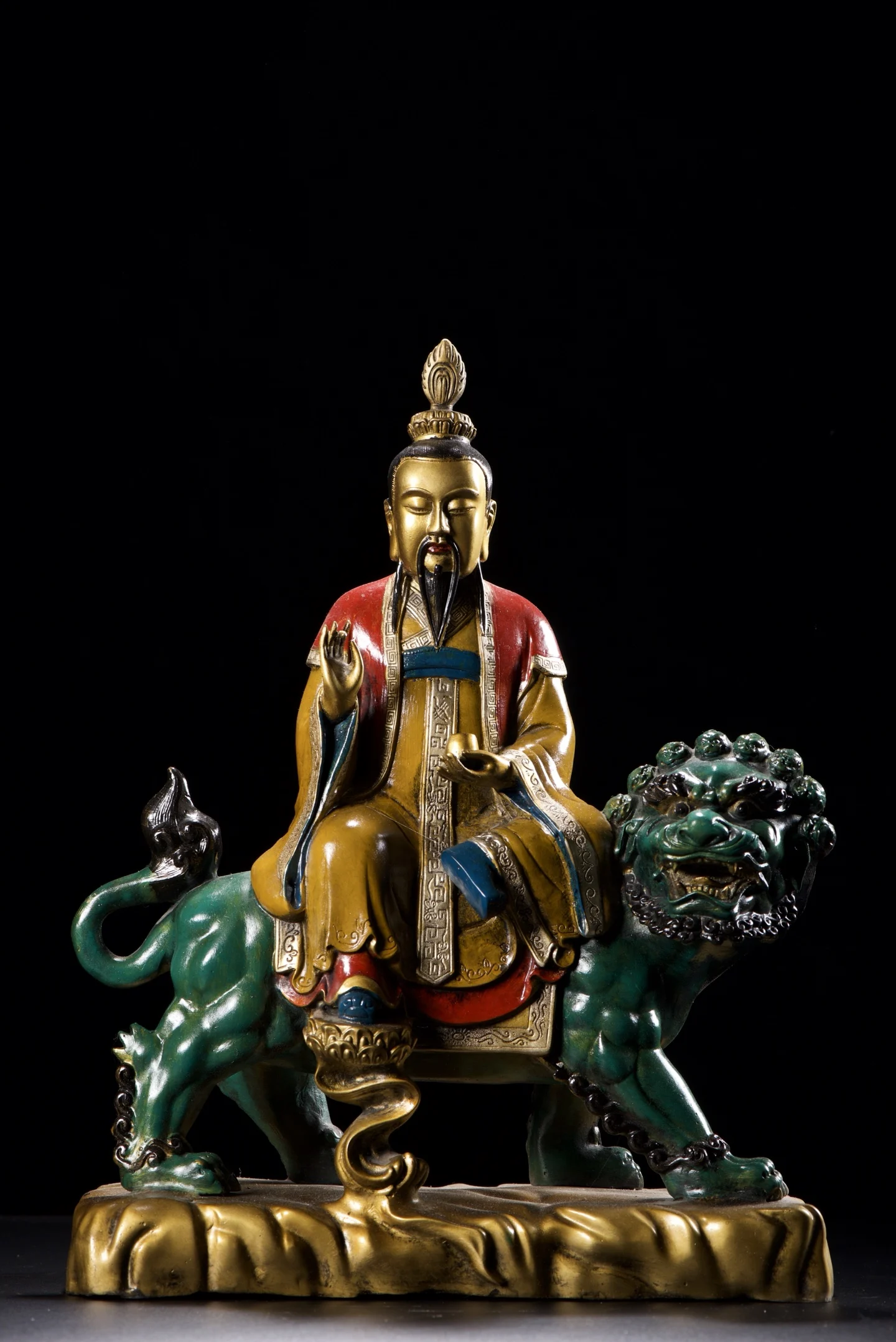 Old Bronze Painted Taiyi saves the suffering Heavenly Lord immortal Taiyi Zhenren Sitting Buddha Mount Li Amass wealth Ornaments