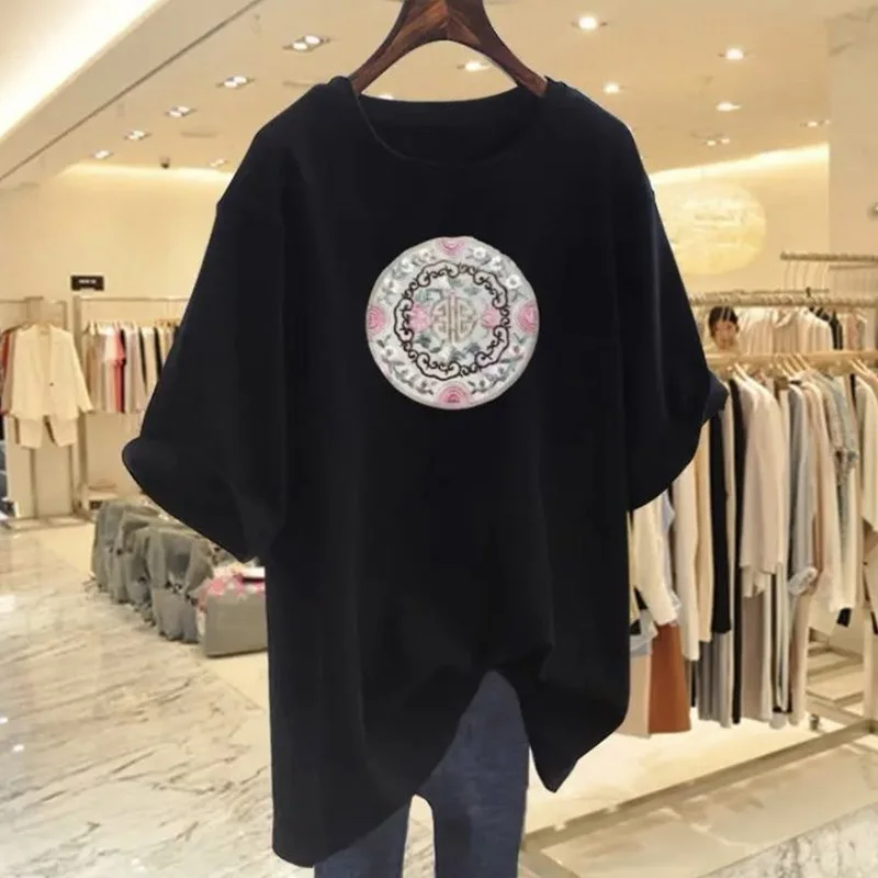 Women Clothing Pure Cotton O-neck Short Sleeve Basic T-shirt Summer Fashion Casual Paisley Printing Top Tees Y2k Loose Pullovers