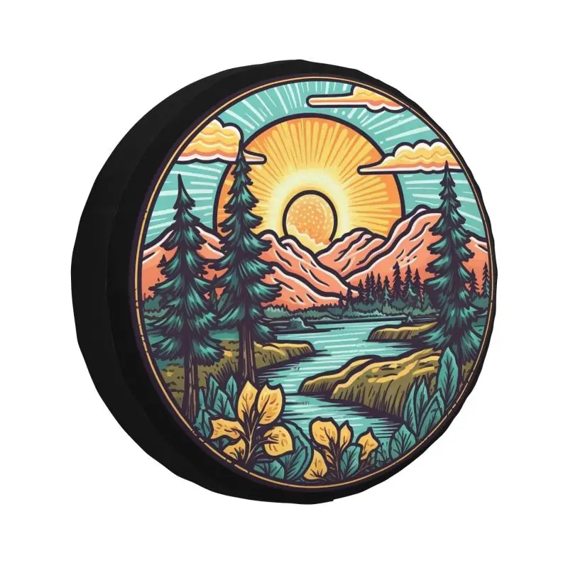 

Custom Mountain Camper Adventure Camping Spare Tire Cover for Mitsubishi Pajero SUV RV 4WD Car Wheel Protectors Accessories