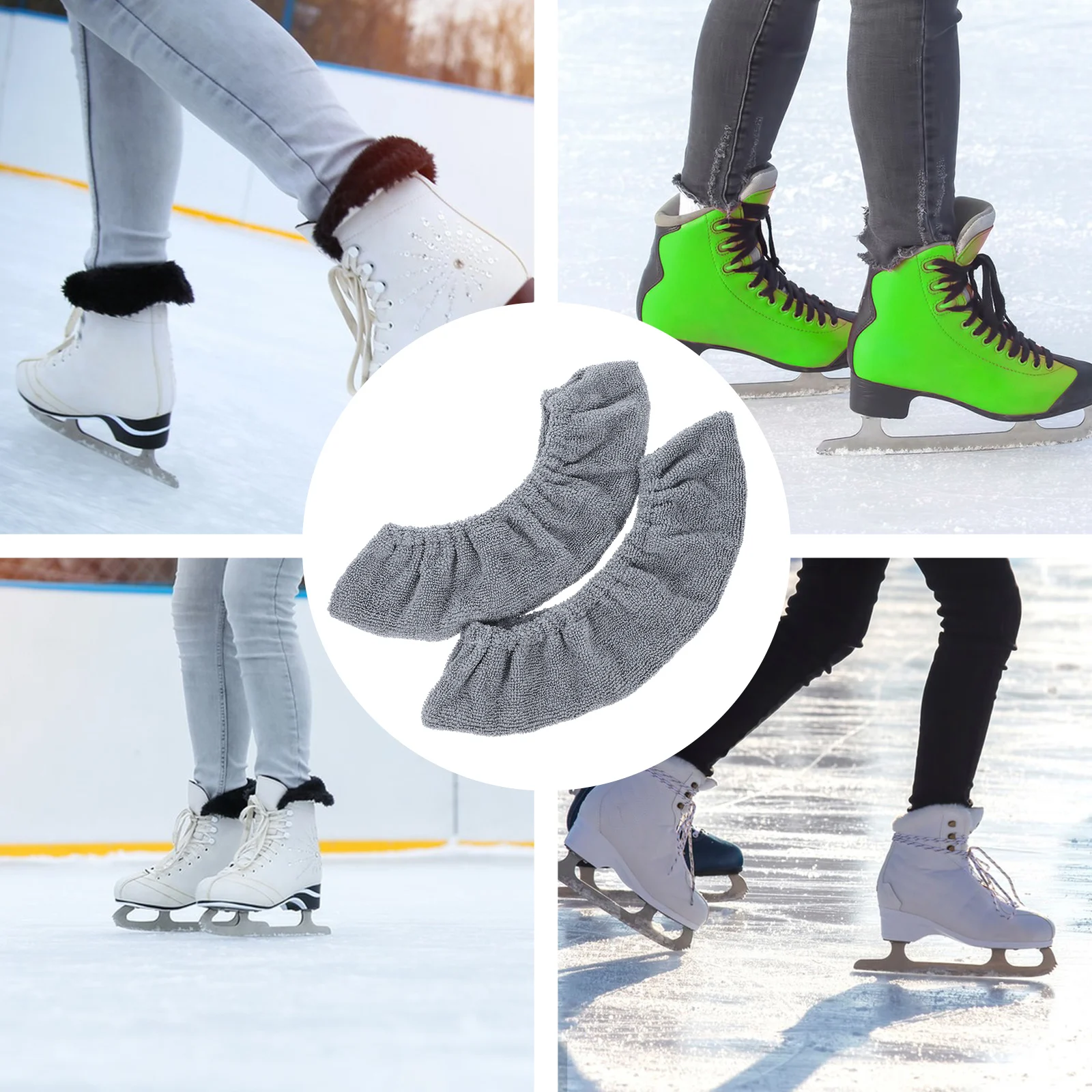 

Elastic Skate Covers for Ice Hockey Winter Skating Guards Adjustable Blade Protectors Grey Durable Non Slip Storage Design