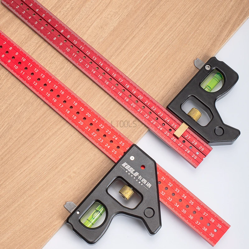 300-400mm Adjustable Combination Square Angle Ruler 45/90 Degree with Bubble Level Multifunctional Gauge Measuring Tools