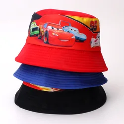 Sombrero de cubo con estampado de Disney The Car Story para niños, gorros de pescador con estampado de coche de dibujos animados, protector solar para playa y deportes al aire libre