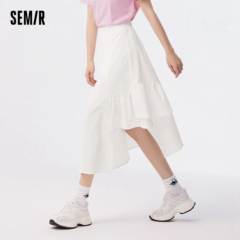 Semir Women Skirt Loose-Fitting Adjustable Waist Showcasing Pure Color Design-Oriented 2024 Summer New Arrival