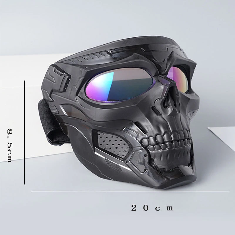 Skull Mask Motorcycle Mask Bicycle Riding Windproof Full Face Skeleton Protective Mask Colored Goggle Tactical Cycling Bike