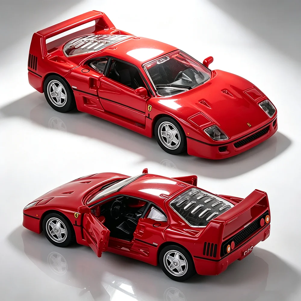 Maisto 1:64 Chassis full die-casting car model collection gift toy Ferrari F40 yellow/red Alloy car model door opens