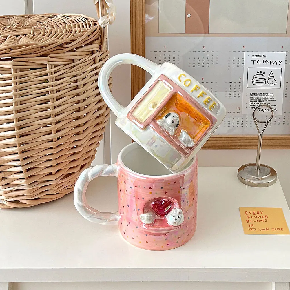 

Ceramic Coffee Mug Funny Cute Cartoon Dog Mug with Handle Personalized Fashionable Present for Friends Family