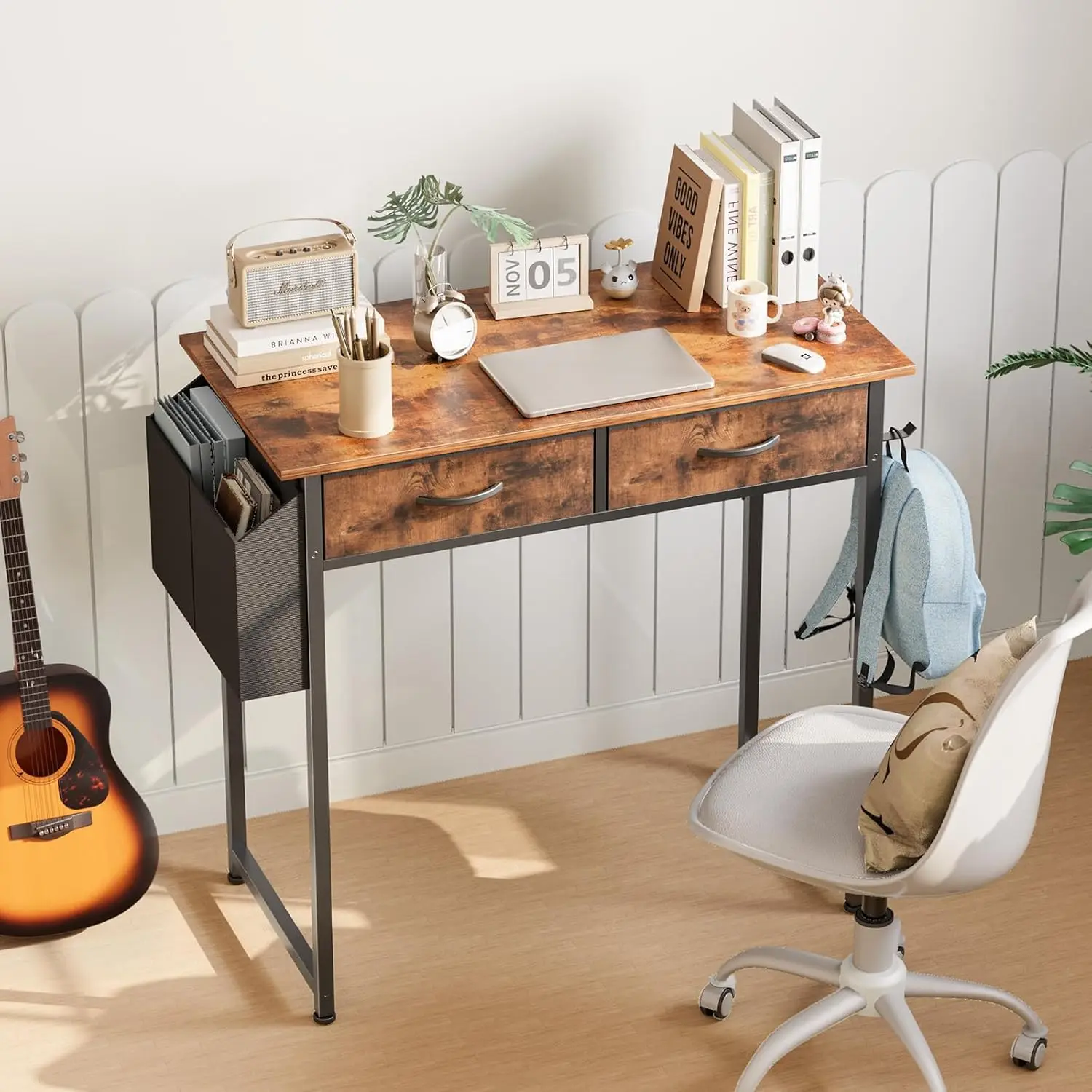 

Спальня, детский туалетный столик для студентов, домашний офис, компьютерный стол для ПК с тканевой сумкой для хранения, деревянная настольная доска для письма для небольших помещений