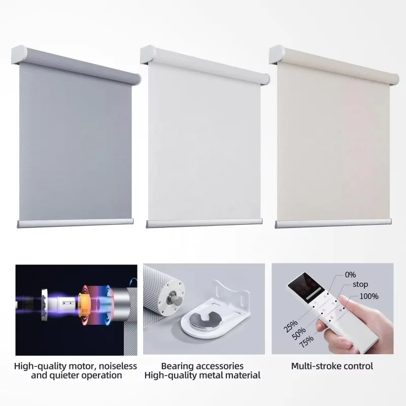 Fashion Style Customized Remote Motorized Blackout Wifi Control Tuya Zigbee Electric Roller Blinds For Office