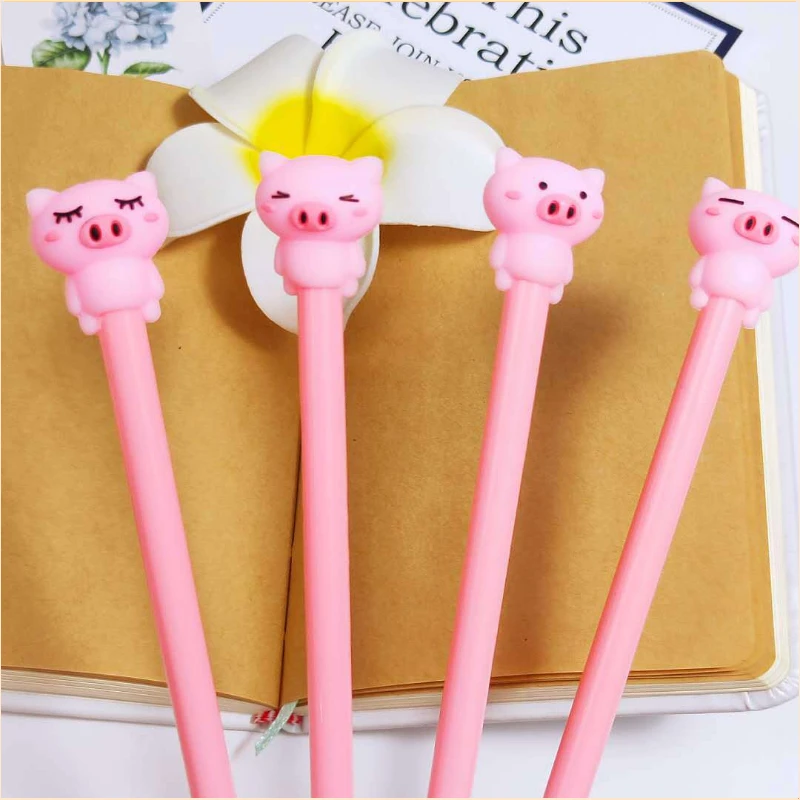 Imagem -06 - Cute Cartoon Pig Shaped Neutro Canetas Grupo Prêmio Student Papelaria Escritório de Volta às Aulas 24 Pcs