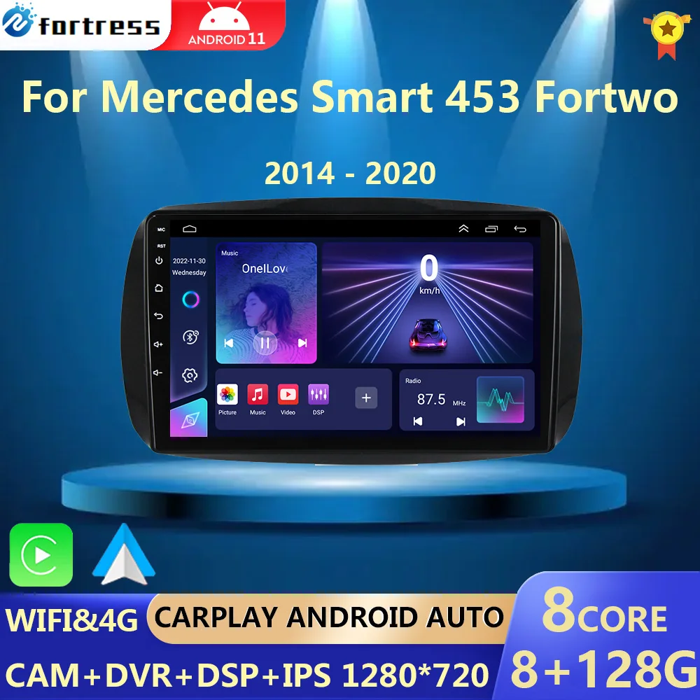 

Android 12 для Mercedes Smart 453 Fortwo 2014-2020 Авто Радио мультимедийный плеер QLED 1280*720 экран Carplay Автомагнитола 2Din DVD