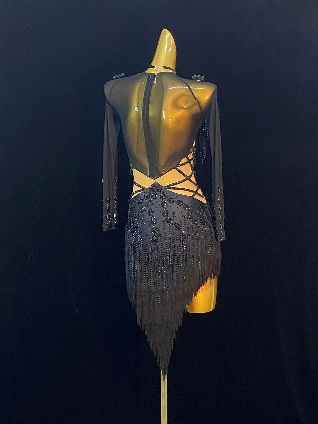 라틴 댄스 성인 어린이 드레스 AB 스톤 하이엔드 맞춤형 블랙 차차 탱고 아이스 스케이팅 의상 여성 의류