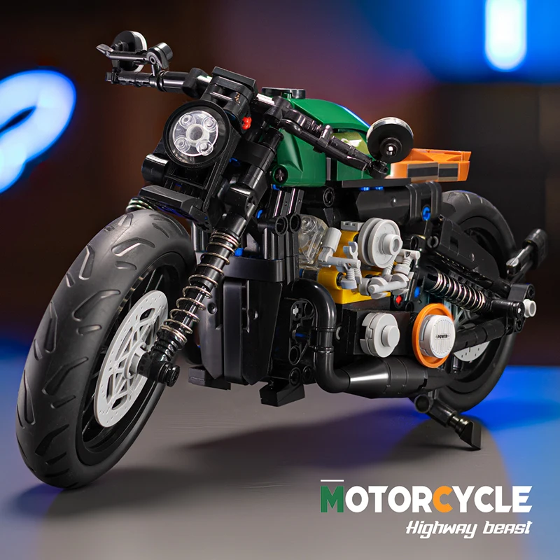 1:8 blocs de construction rétro moto ensembles ville café Racer moto blocs techniques jouets Festival cadeaux pour enfants garçons adultes