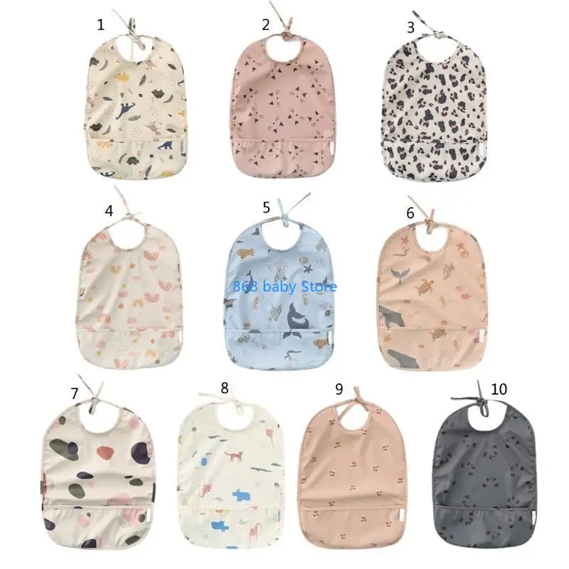 

29EE Cartoon Waterproof Baby Bibs Infant Feeding Apron Smock Feeding Burp Cloth Gifts