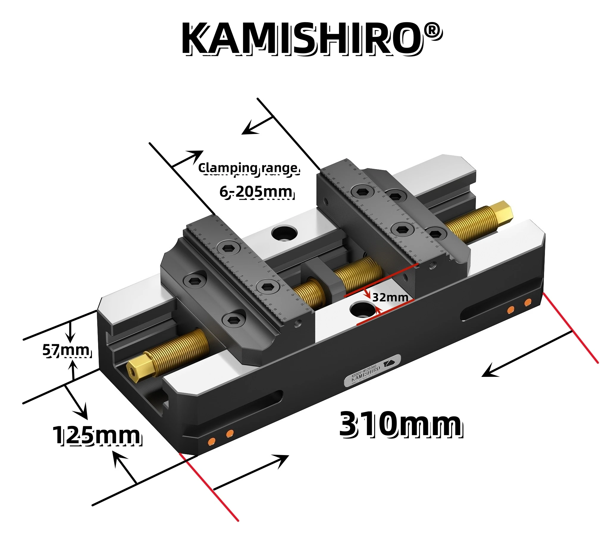 12inch Kamishiro 5thaxis Big Vise Cnc Tools 125mm Self-Centering Vise For Cnc Milling Machine Precision Vice Lang Compatible