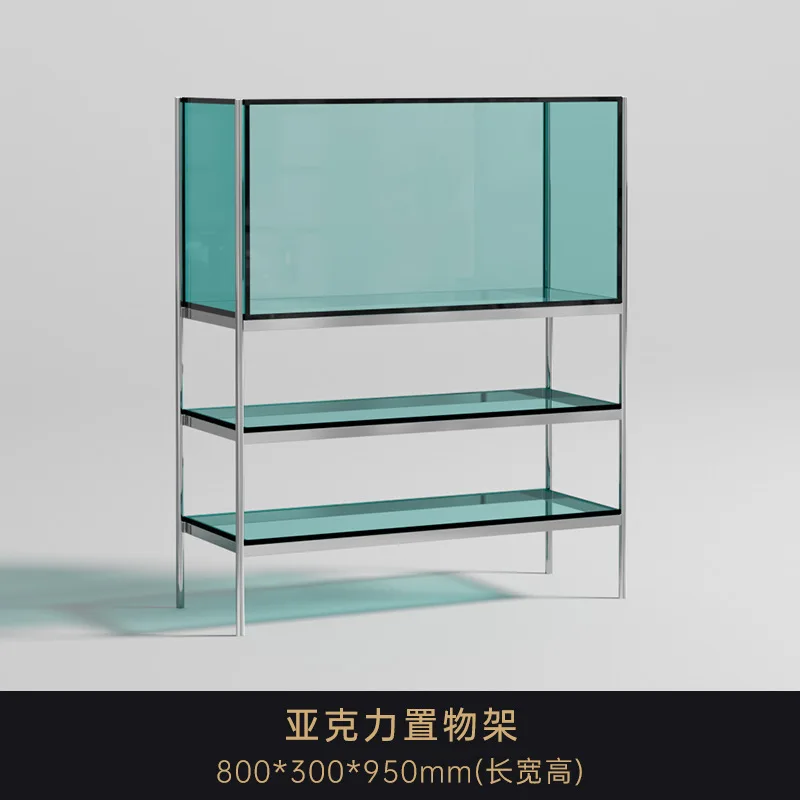 Acrylic storage storage rack Internet celebrity sofa side cabinet Metal floor display rack Living room small transparent shelf