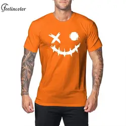 Halloween Tear The Grimace T-Shirt For Men Orange Printed T-Shirts Short Sleeve Round Neck Top Fashion Holiday Male Clothing