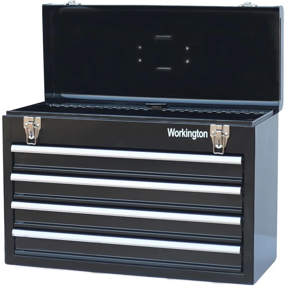 

Портативный металлический ящик для инструментов с 4 ящиками, 20-дюймовый ящик для инструментов с 4 ящиками и направляющими для ящиков с шарикоподшипниками, стальное хранилище для инструментов B